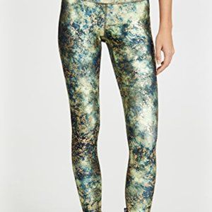 Terez High Rise Gold & Green Foil Leggings. Limited Edition "Canopy" Print